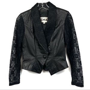 Chia vintage leather and lace jacket